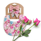 Vintage style double sided newborn bib & headband sets