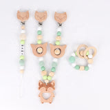 Wooden pram garland + bonus matching teether bracelet and dummy clip FOX