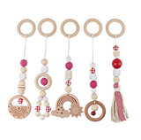 Wooden hanging toys - boho baby activity set in ROSE (5 piece)