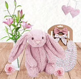 Bunny and double sided vintage bib gift set - Perfect Pink